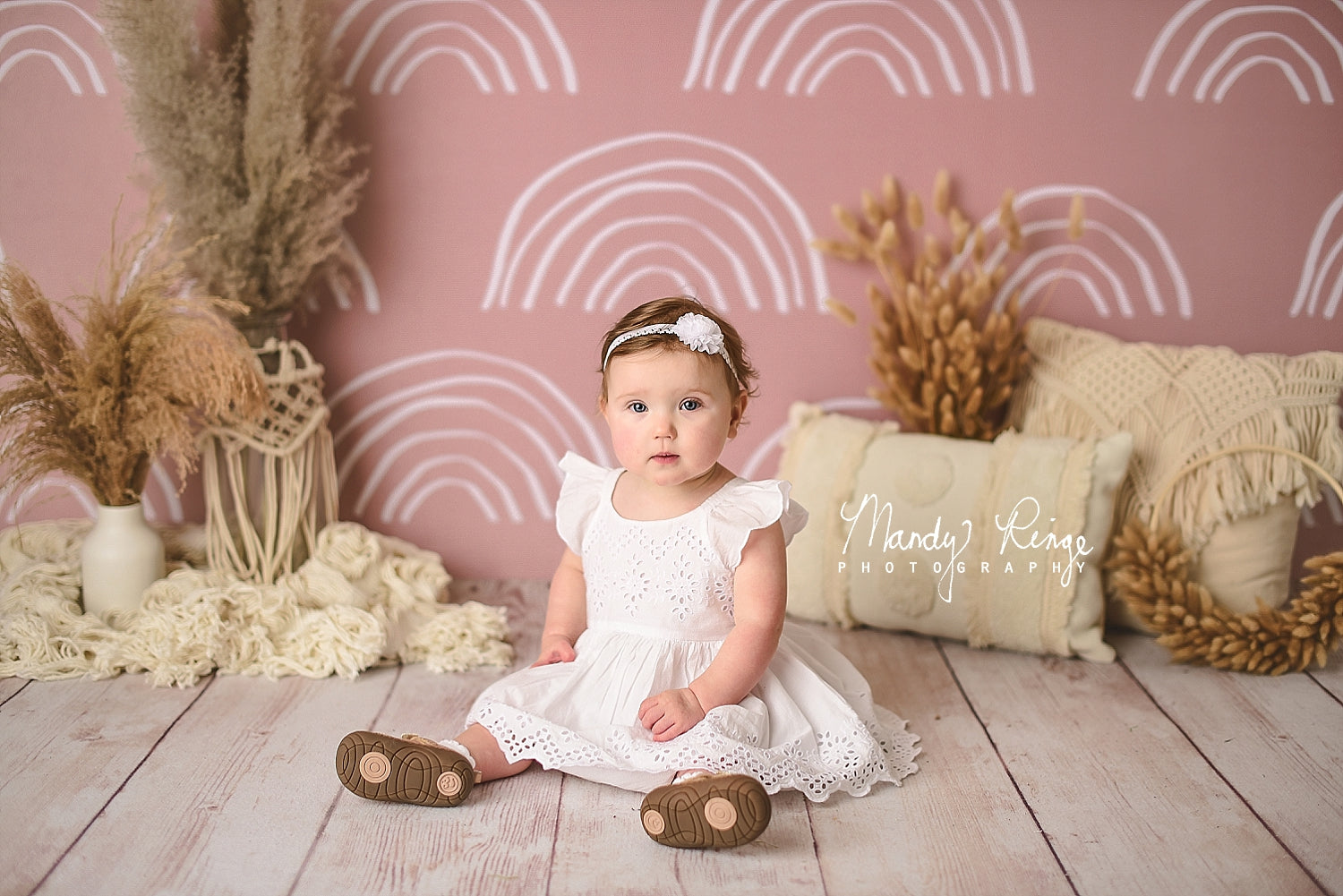 Kate Neutral Boho Rainbow Backdrop Designed by Mandy Ringe Photography