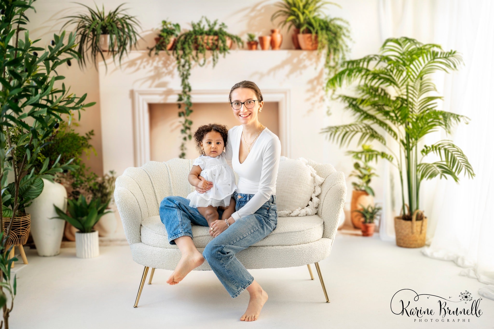 Kate Spring Simple Fireplace Potted Plant Backdrop Designed by Emetselch