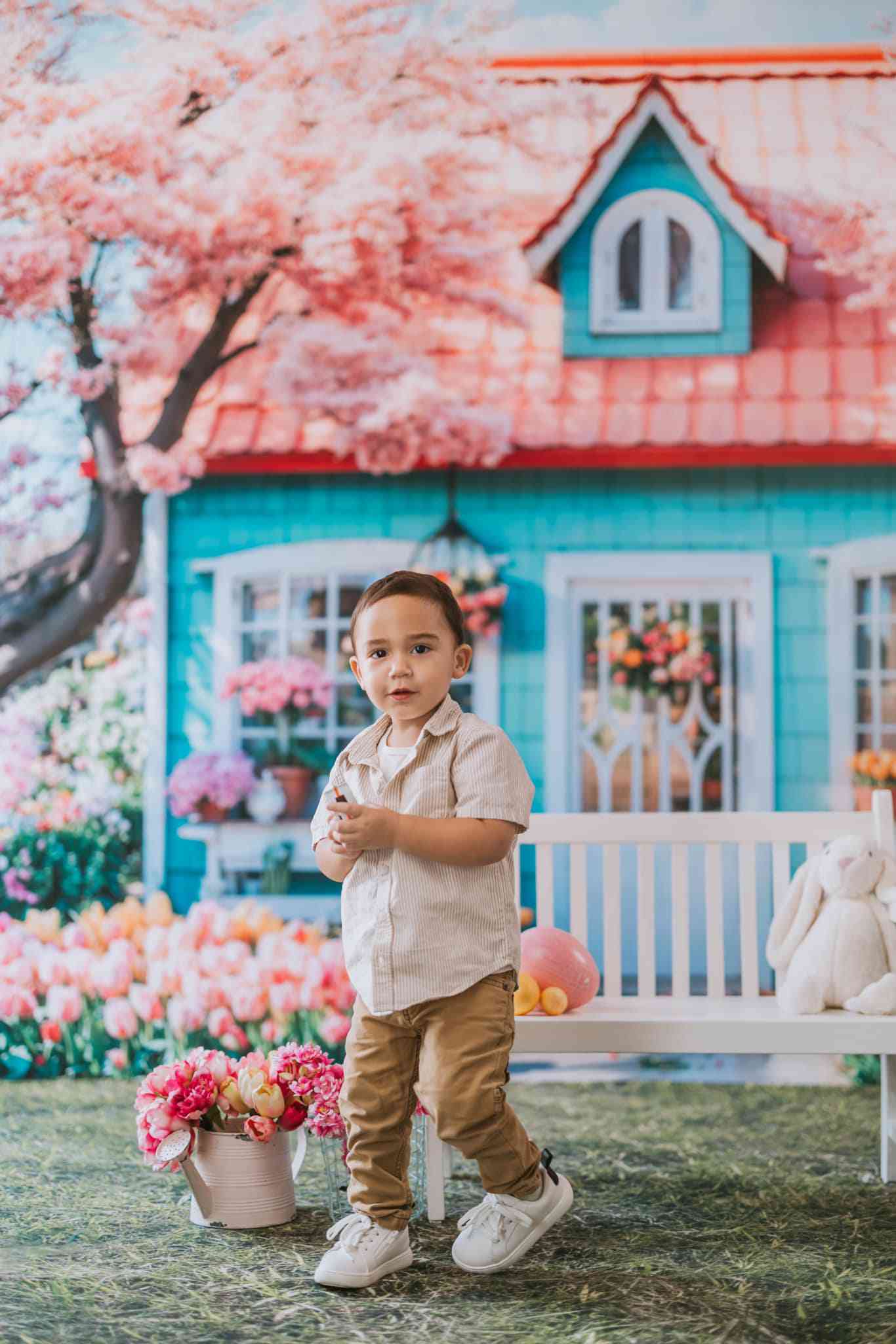 Kate Spring Pink Flowers Tree House Backdrop Designed by Emetselch - Kate Backdrop AU
