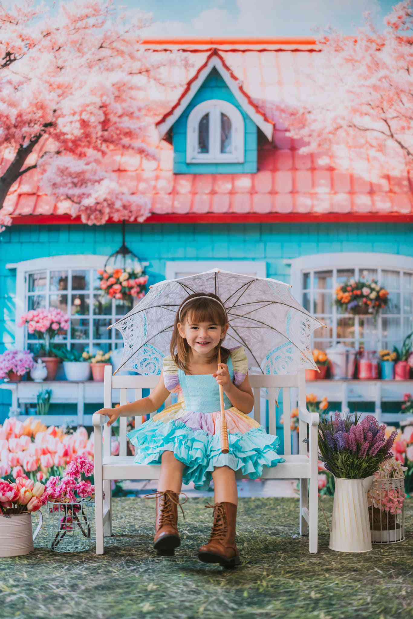 Kate Spring Pink Flowers Tree House Backdrop Designed by Emetselch - Kate Backdrop AU