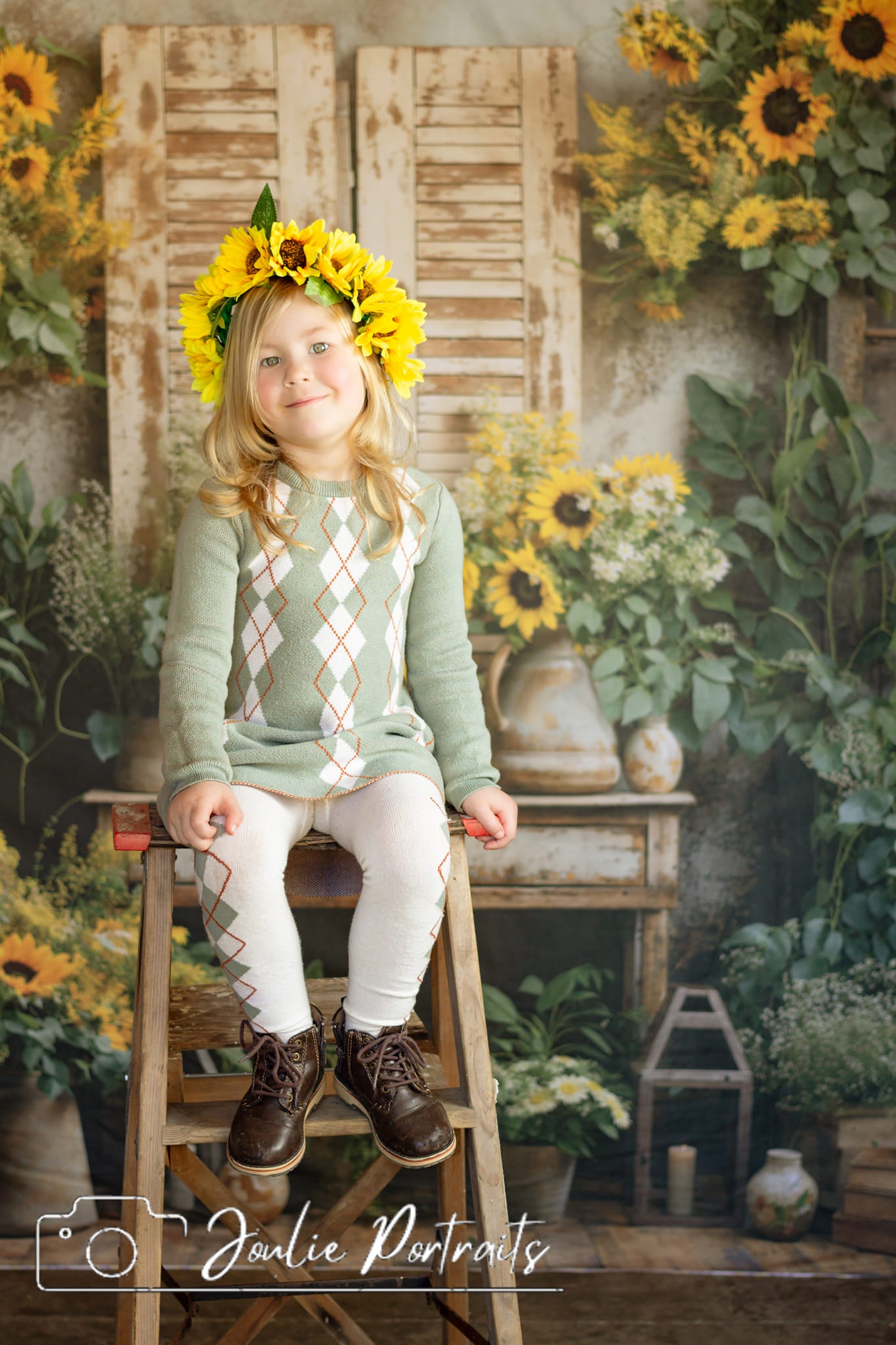 Kate Spring Sunflowers Old Furniture Room Backdrop Designed by Emetselch - Kate Backdrop AU