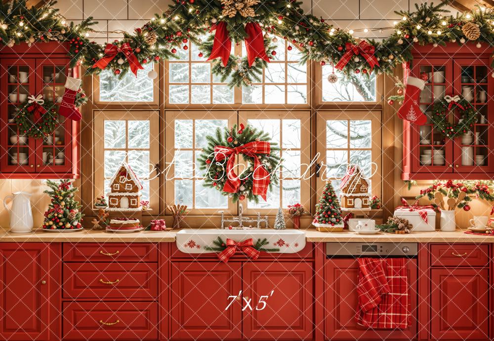 Kate Christmas Kitchen Gingerbread Backdrop Designed by Emetselch - Kate Backdrop AU
