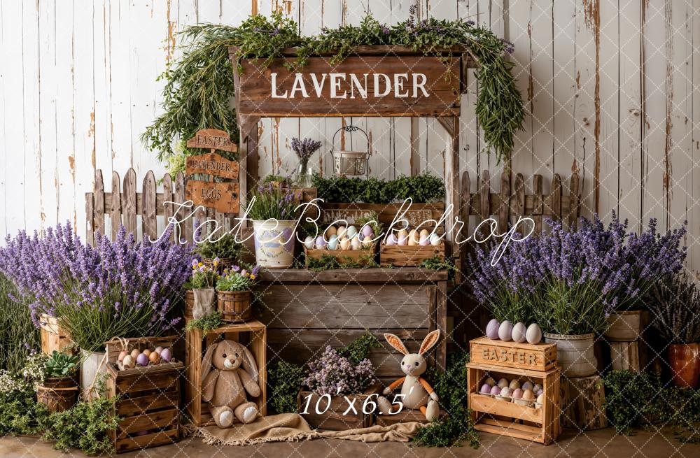 Kate Easter Lavender Stand Bunny Eggs Fleece Backdrop Designed by Emetselch