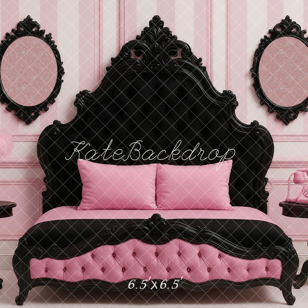 Kate Doll Dream Pink Black Bed Room Backdrop Designed by Ashley Paul