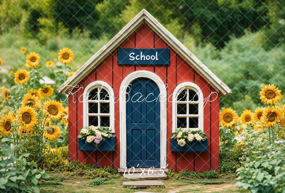 Kate Back to School Sunflowers Fleece Backdrop Designed by Emetselch - Kate Backdrop AU