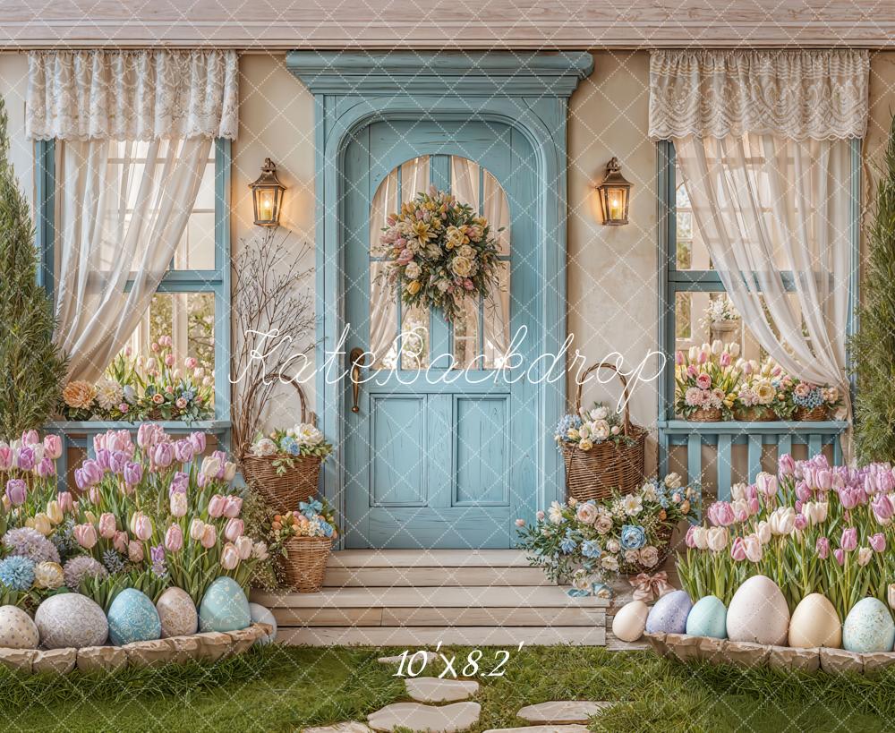 Kate Easter Eggs Door Garden Fleece Backdrop Designed by Emetselch