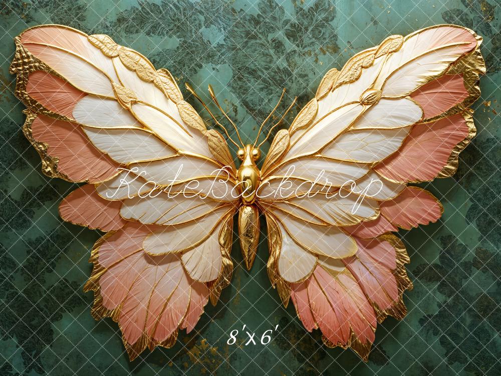 Kate Butterfly Green Damask Backdrop Designed by Emetselch