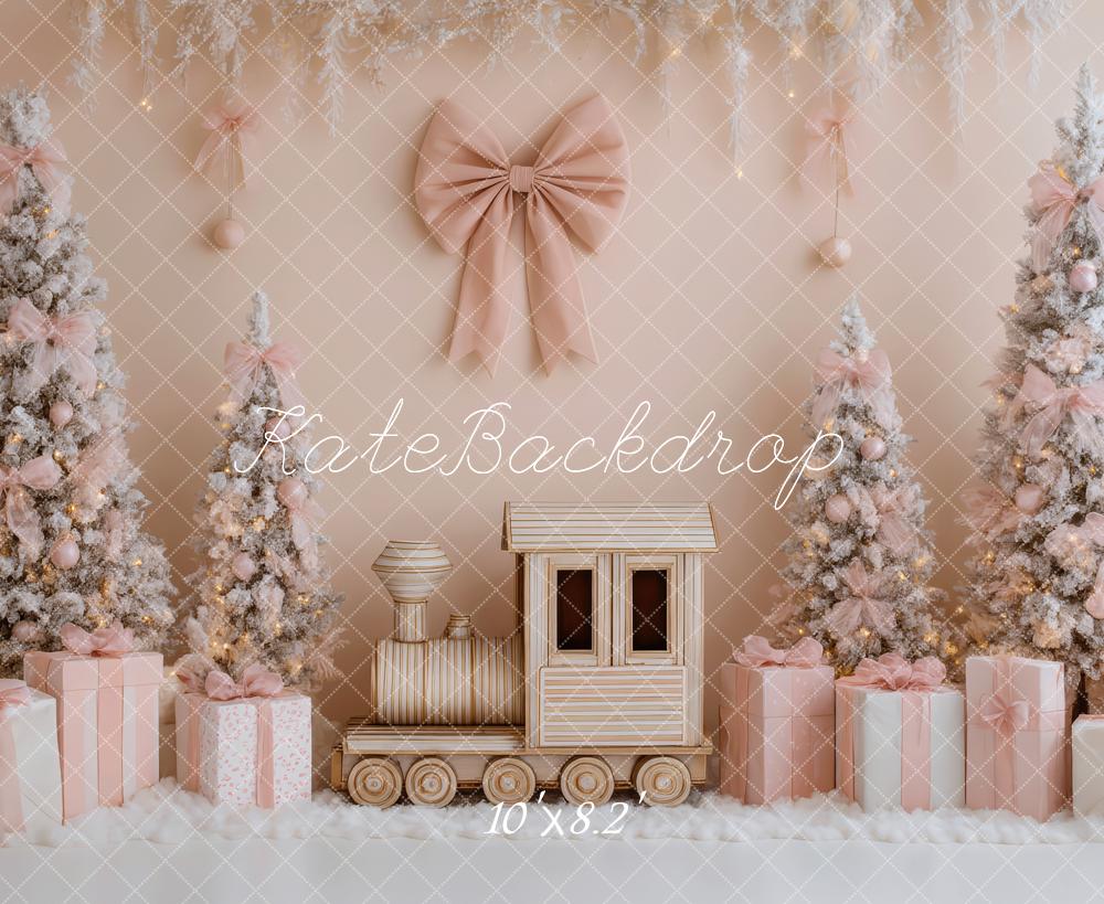 Kate Train Christmas Trees Pink Gifts Backdrop Designed by Patty Roberts