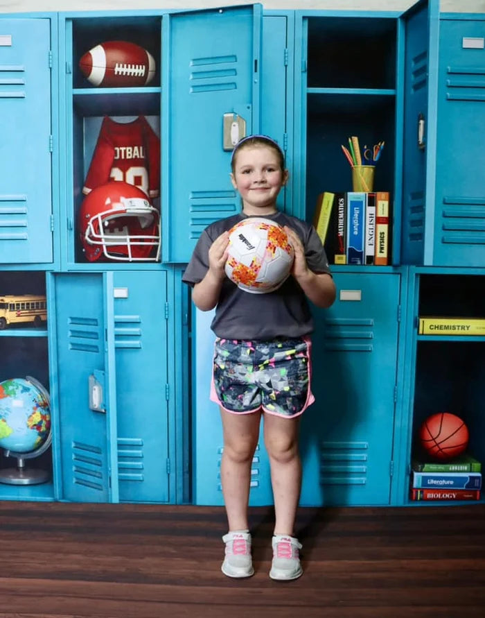 Kate Back to School Blue Locker Backdrop Designed by Emetselch - Kate Backdrop AU