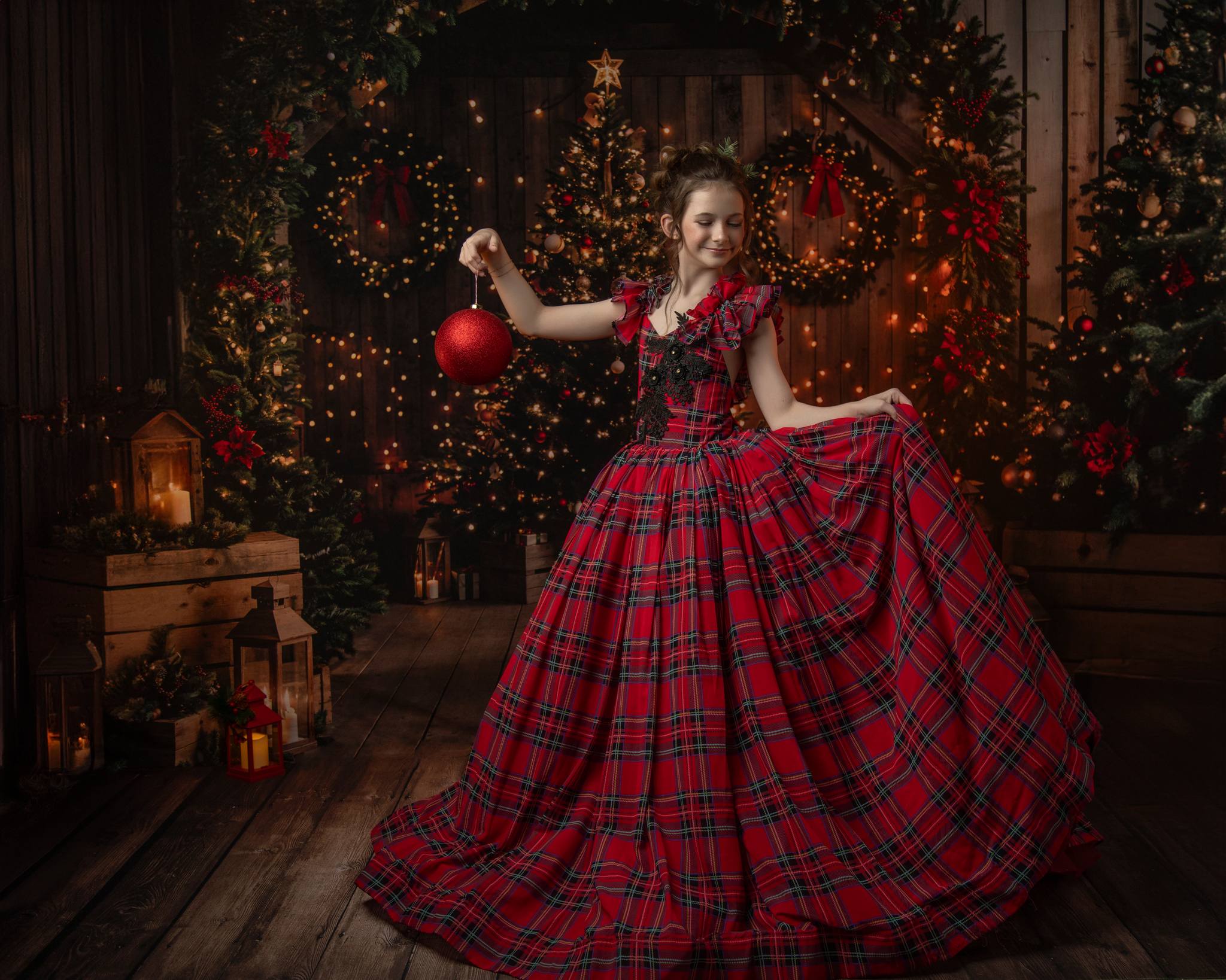 Kate Christmas Backdrop Wooden Arched Barn Door Designed by Chain Photography - Kate Backdrop AU