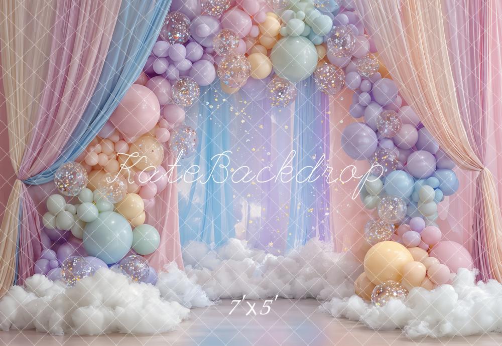 Kate Balloon Clouds Cake Smash Backdrop Designed by Ashley Paul