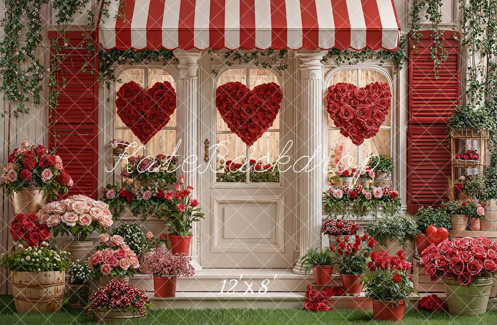 Kate Valentines Red Roses Heart Backdrop Designed by Emetselch