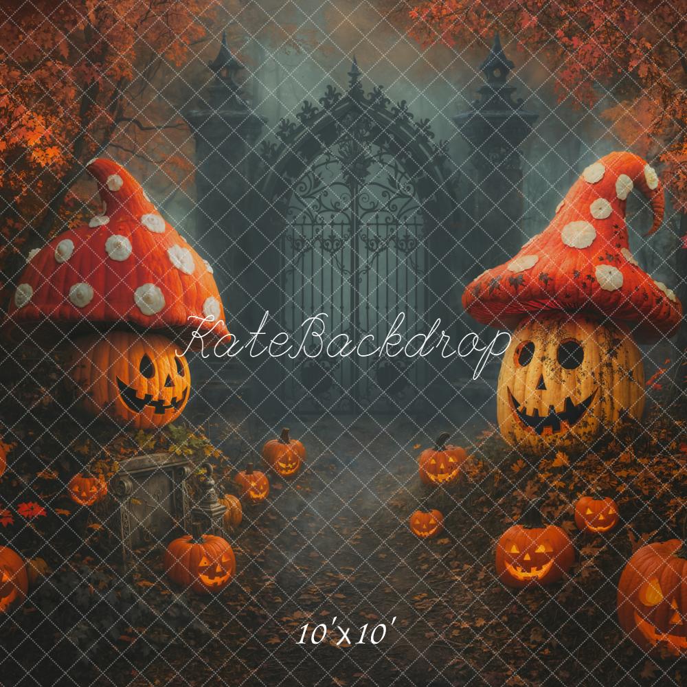 Kate Halloween Jack O Lanterns Mushroom Gate Backdrop Designed by Chain