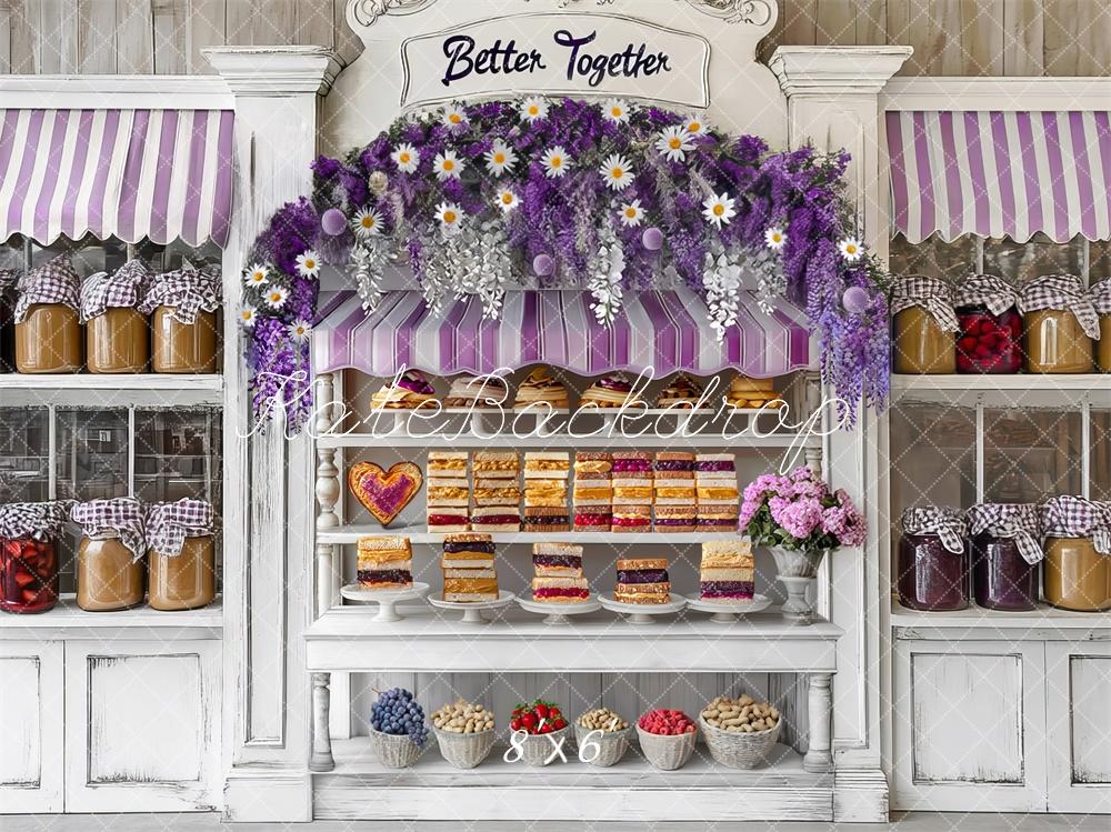 Kate Dessert Shelf Purple Flowers Backdrop Spring Designed by Mini MakeBelieve - Kate Backdrop AU