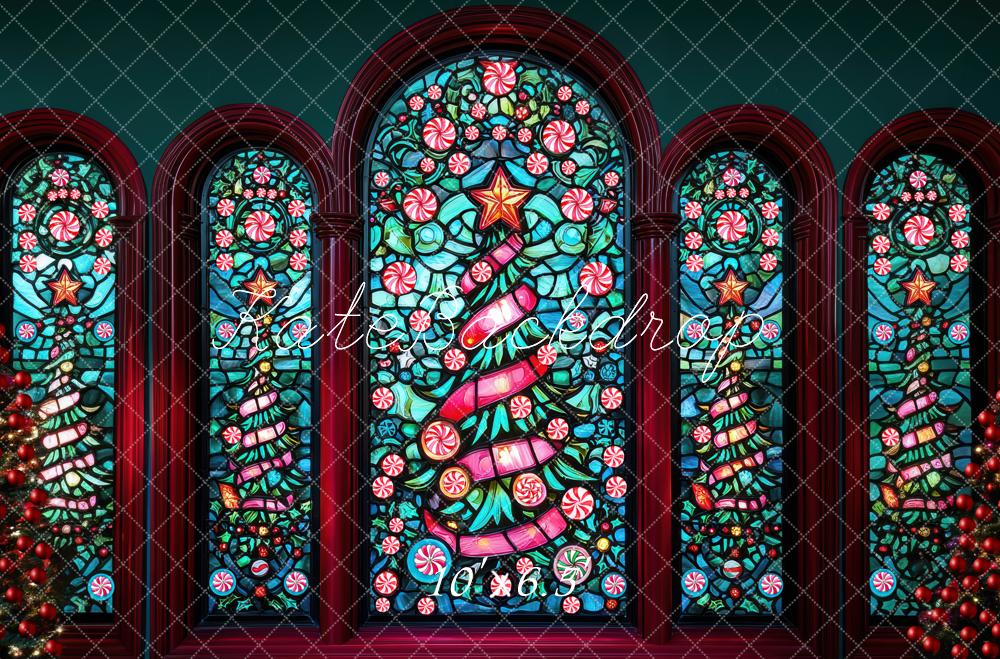 Kate Christmas Stained Glass Trees Backdrop Designed by Mini MakeBelieve - Kate Backdrop AU