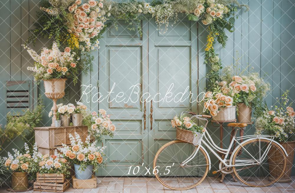 Kate Spring Flower Bicycle Vintage Door Backdrop Designed by Emetselch