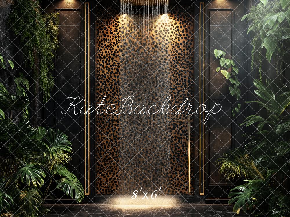 Kate Leopard Wall Gold Frame Tropical Backdrop Designed by Ashley Paul