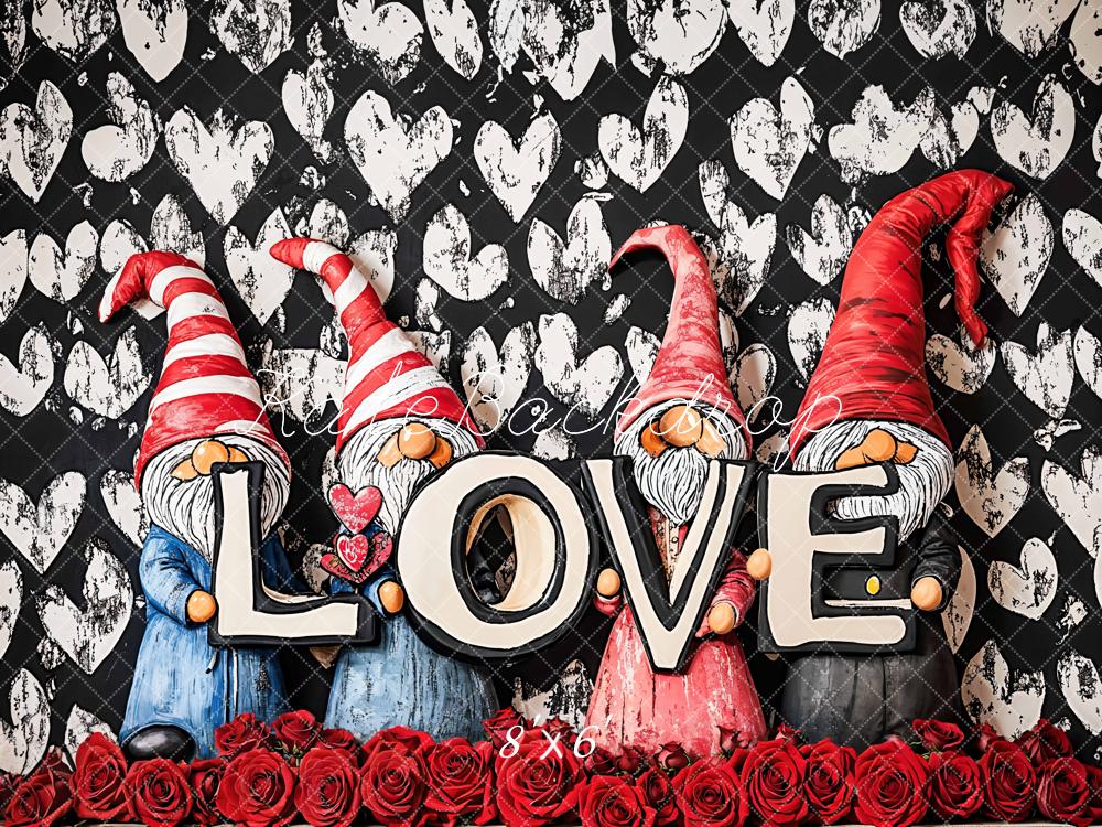 Kate Valentines Gnomes Love Hearts Backdrop Designed by Emetselch