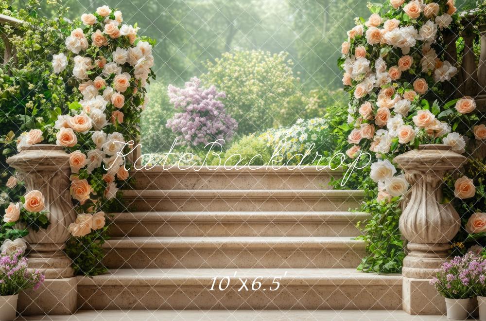 Kate Flower Stairs Spring Backdrop Designed by Mini MakeBelieve - Kate Backdrop AU