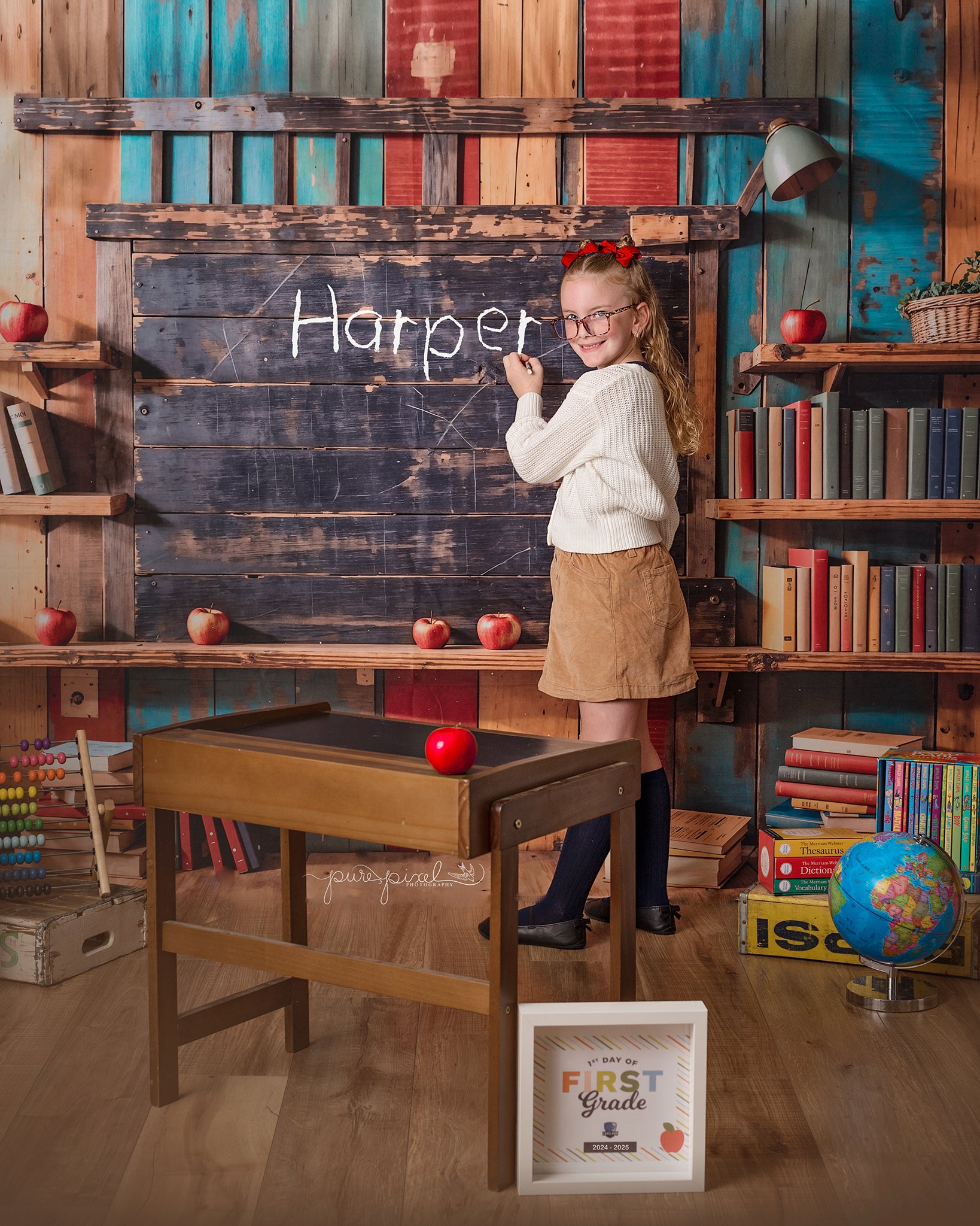 Kate Back to School Bookshelf Backdrop Designed by Emetselch - Kate Backdrop AU