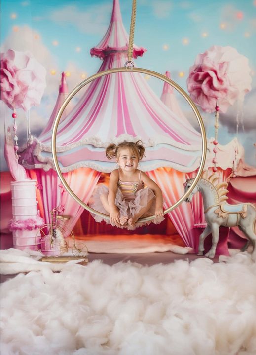 Kate Fantasy Pink Unicorn Circus Backdrop for Photography - Kate Backdrop AU