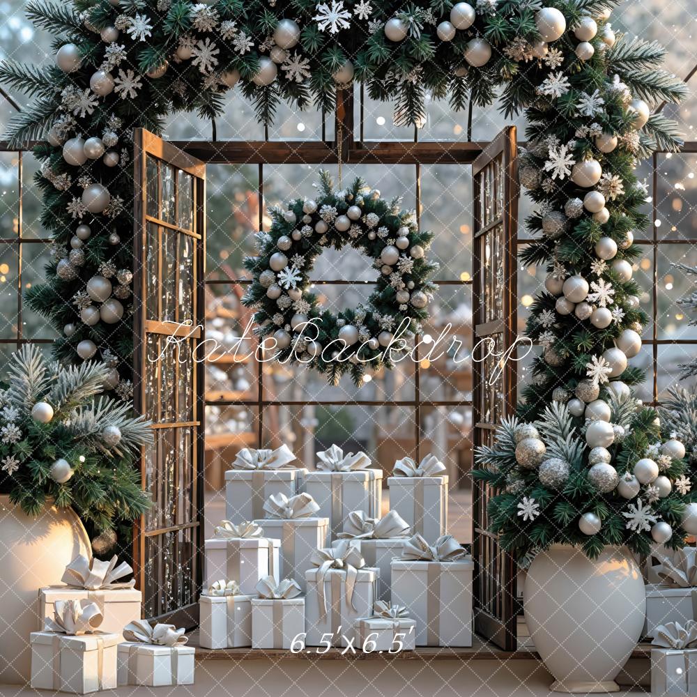 Kate Christmas Wreath Presents Backdrop Designed by Mini MakeBelieve