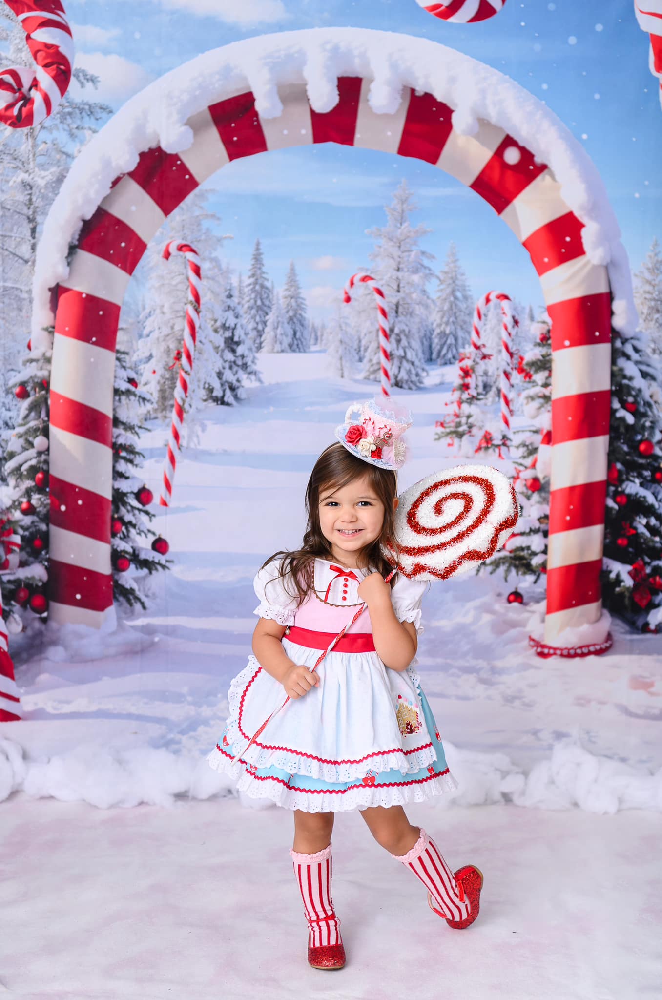 Kate Snow Forest Backdrop Red White Striped Arch Designed by Chain Photography - Kate Backdrop AU