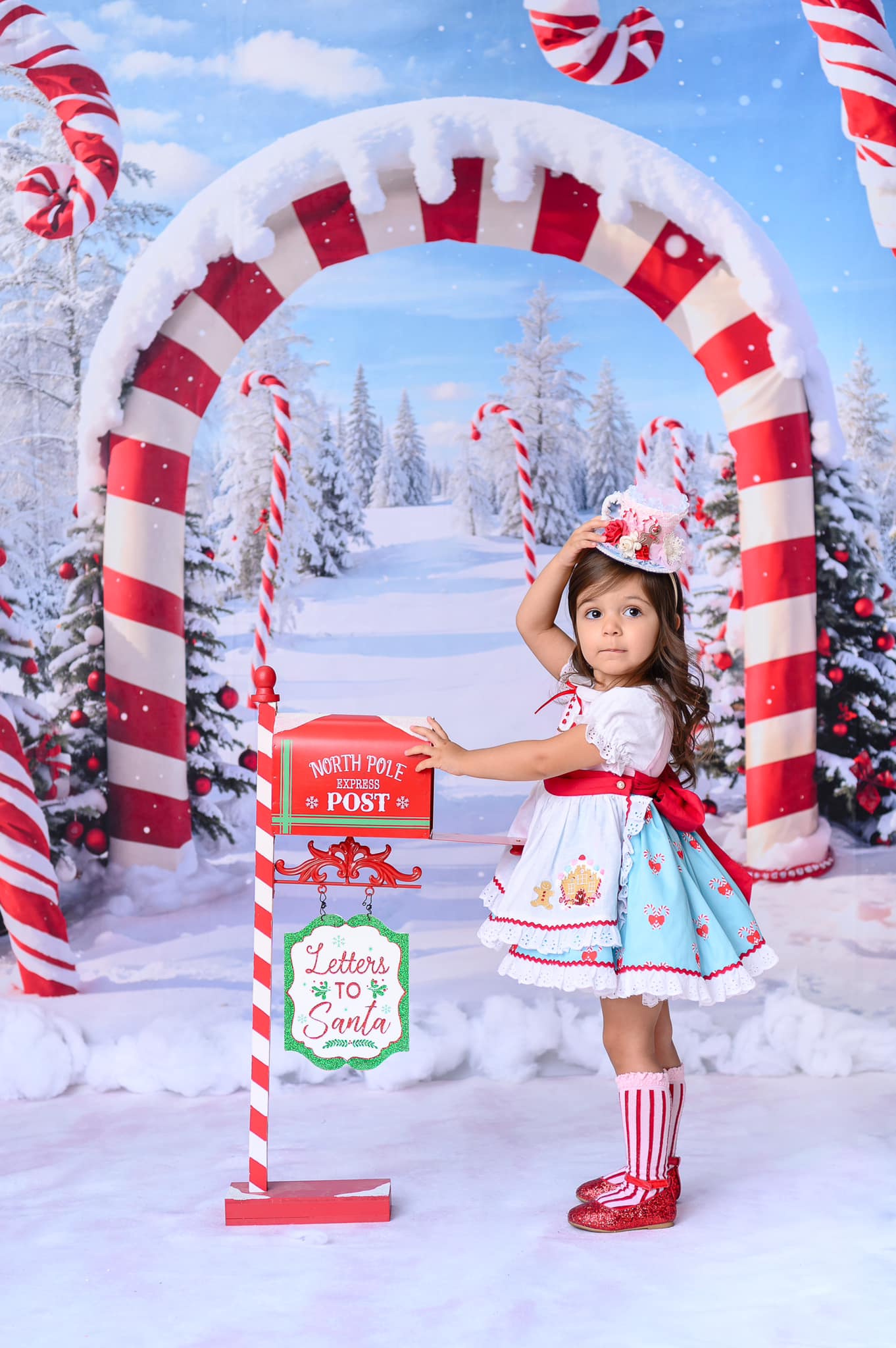 Kate Snow Forest Backdrop Red White Striped Arch Designed by Chain Photography - Kate Backdrop AU