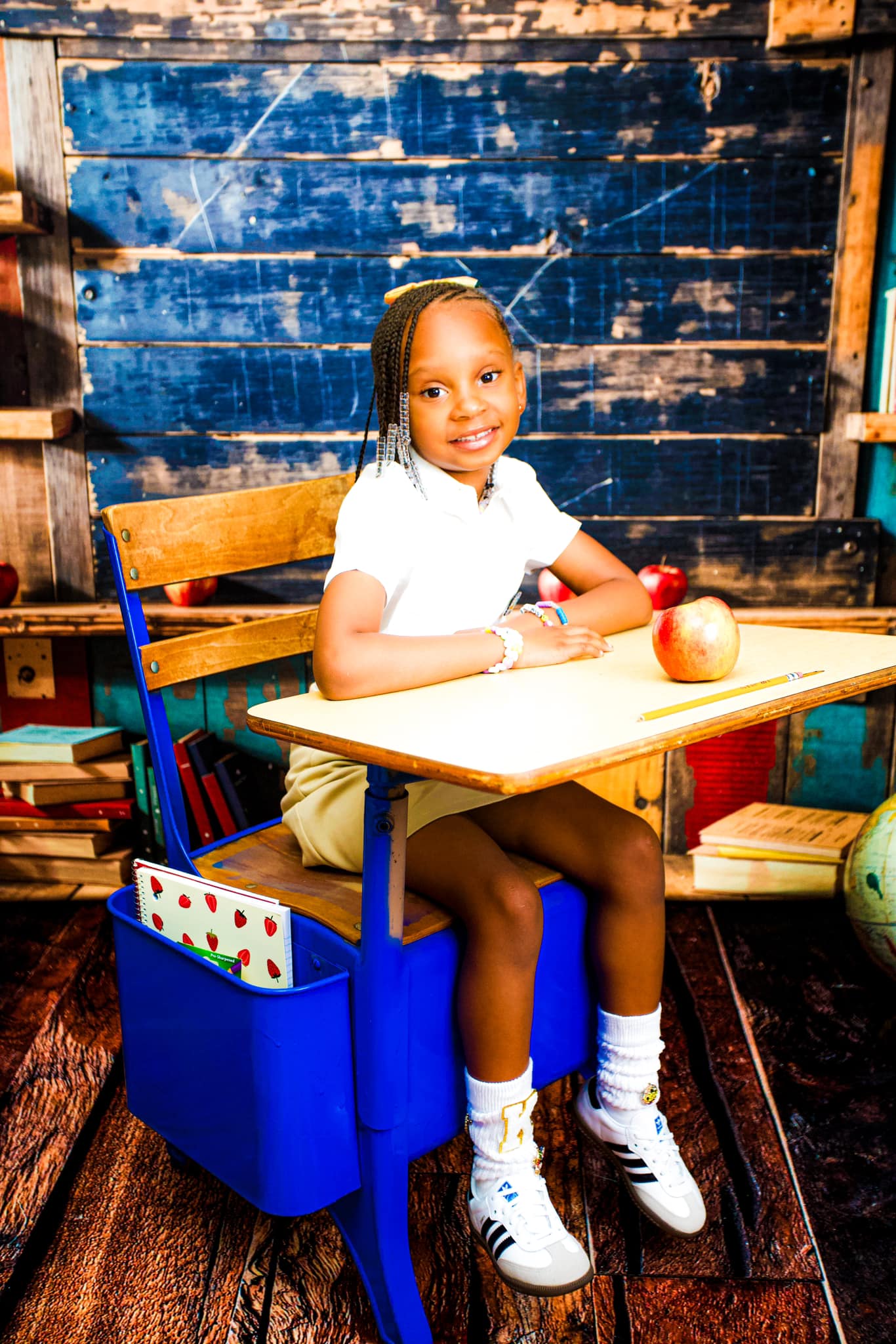 Kate Back to School Backdrop+Vertical Wooden Boards Floor Backdrop - Kate Backdrop AU