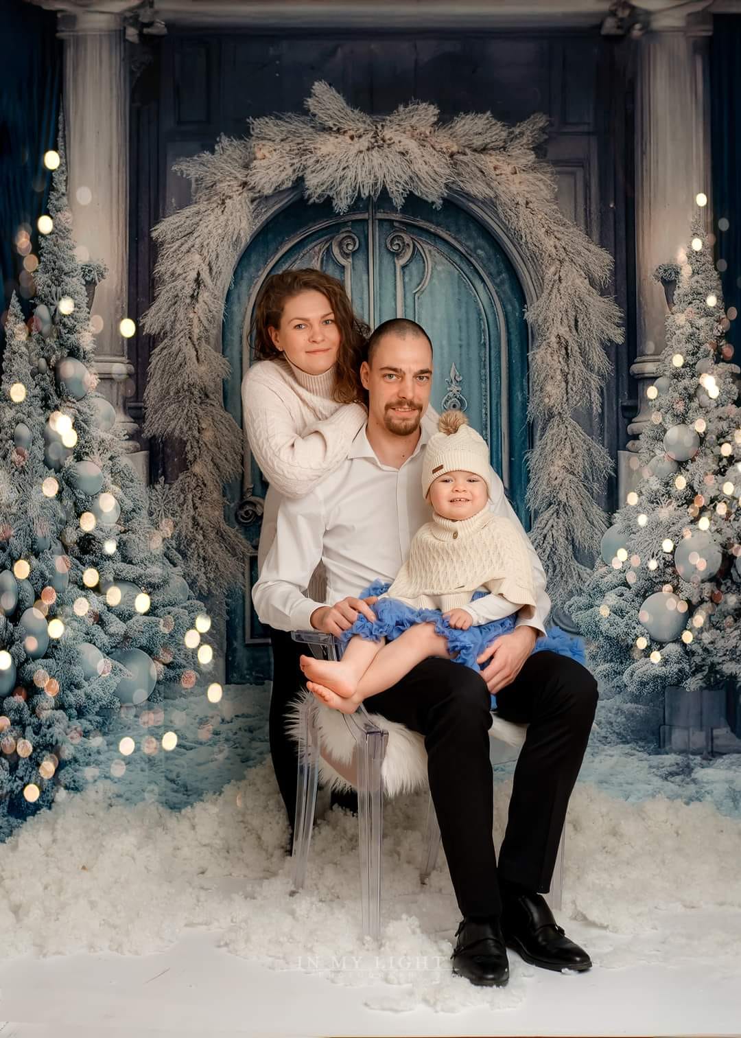 Kate Christmas Winter Backdrop Frosted World Tree Blue Door for Photography - Kate Backdrop AU