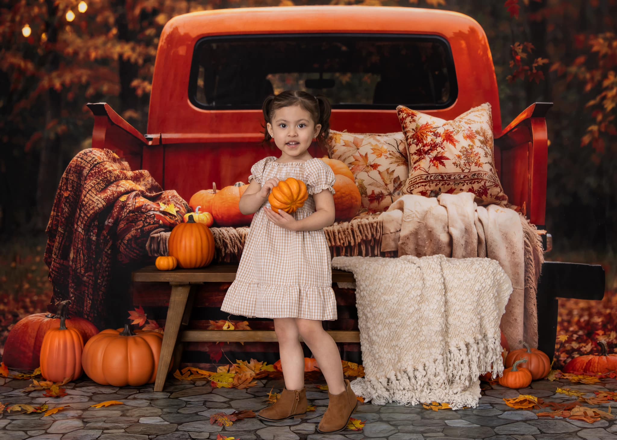 Kate Autumn Backdrop Forest Maple Leaf Pumpkin Truck Designed by Emetselch - Kate Backdrop AU