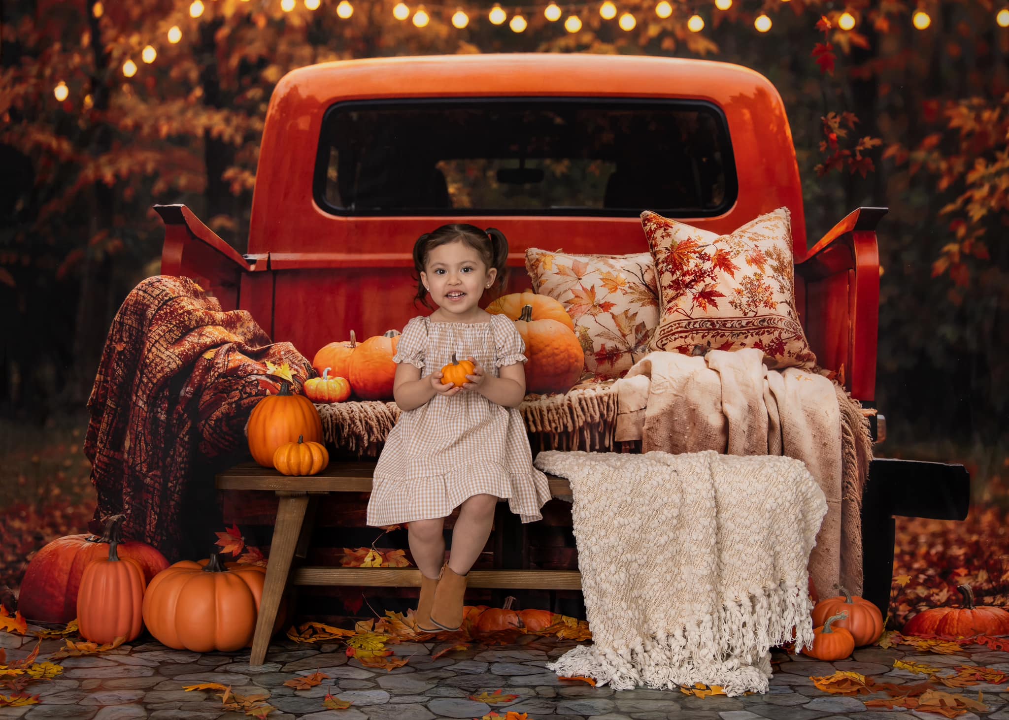 Kate Autumn Backdrop Forest Maple Leaf Pumpkin Truck Designed by Emetselch - Kate Backdrop AU