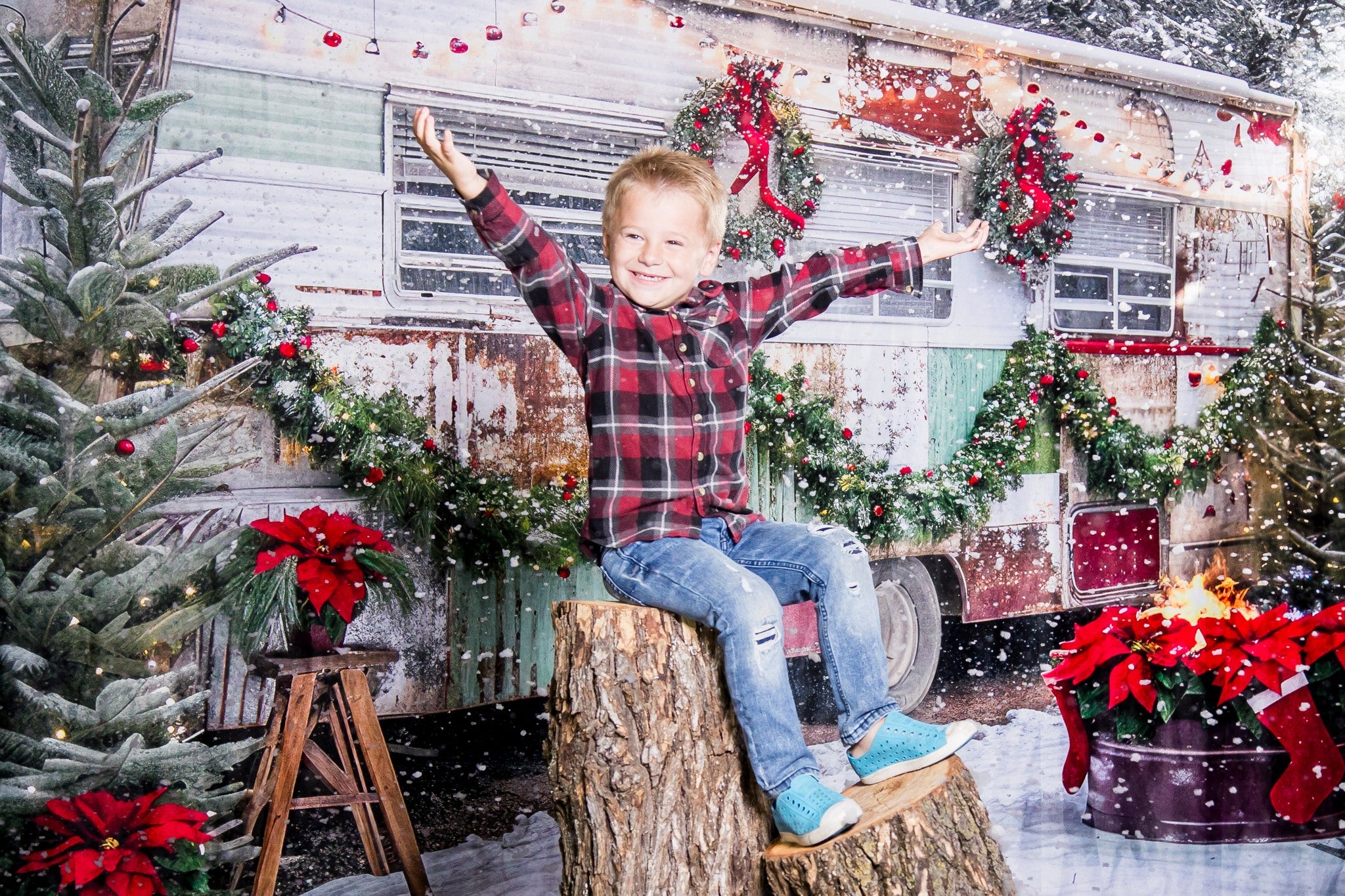 Kate Christmas Dingy RV Scene Backdrop Designed by Mini MakeBelieve - Kate Backdrop AU