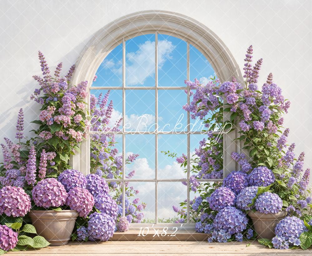 Kate Flower Arch Purple Blossoms Window Backdrop Designed by Emetselch