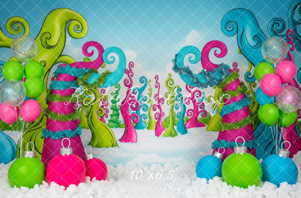 Kate Christmas Whimsical Trees Balloons Backdrop Designed by Patty Roberts