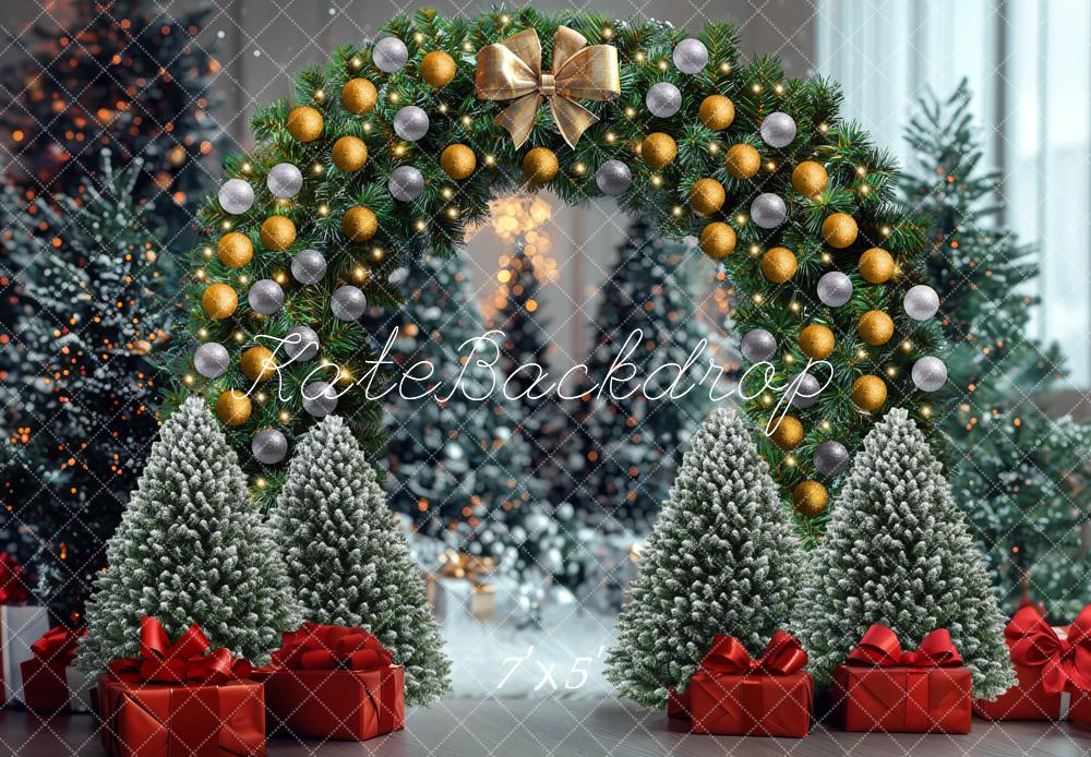Kate Christmas Trees Arch Snowy Backdrop Designed by Mini MakeBelieve - Kate Backdrop AU