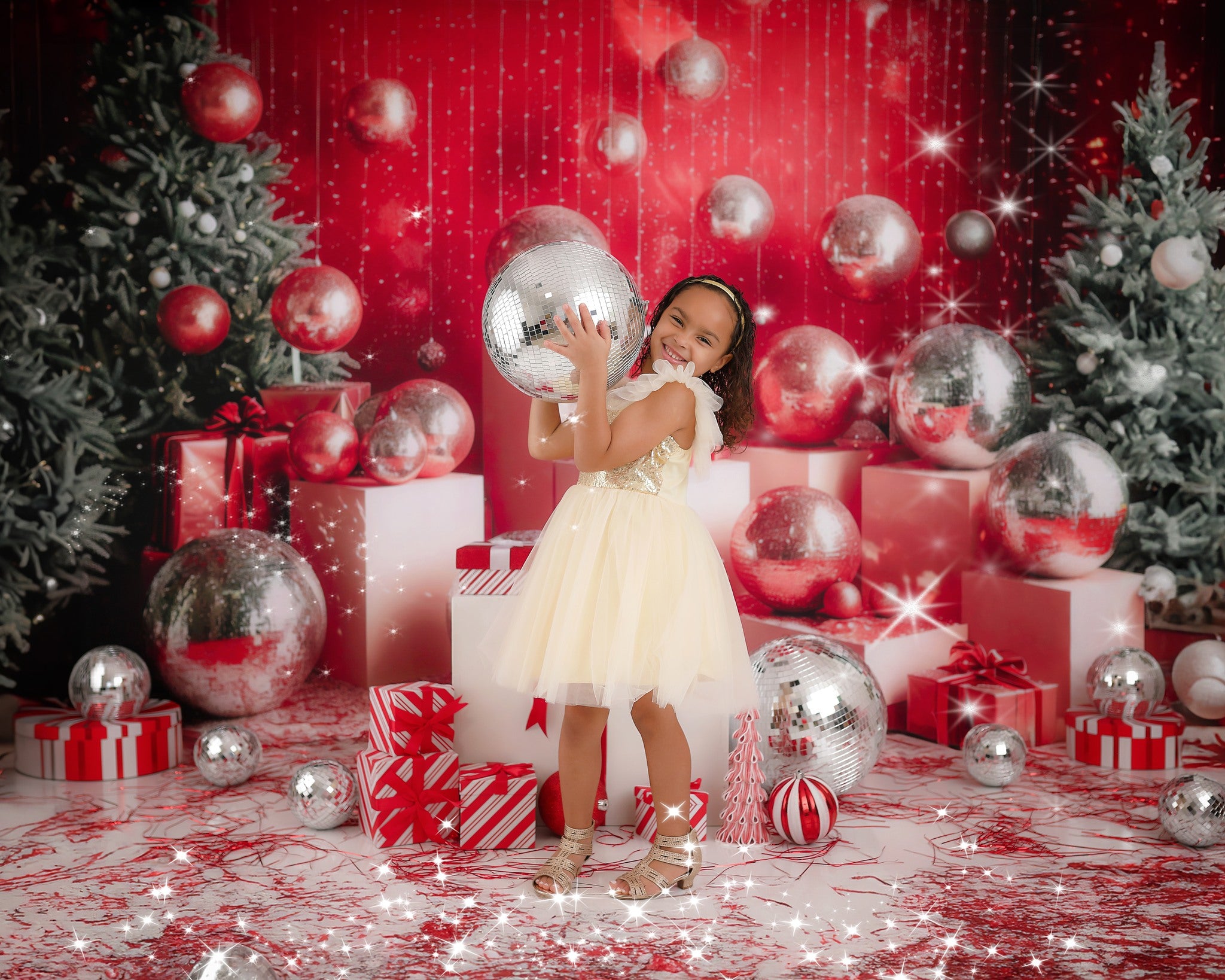Kate Red Christmas Disco Backdrop Designed by Mini MakeBelieve - Kate Backdrop AU