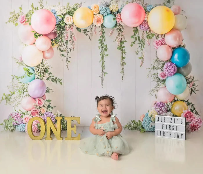 Kate Spring Balloon Birthday Backdrop Designed by Emetselch - Kate Backdrop AU