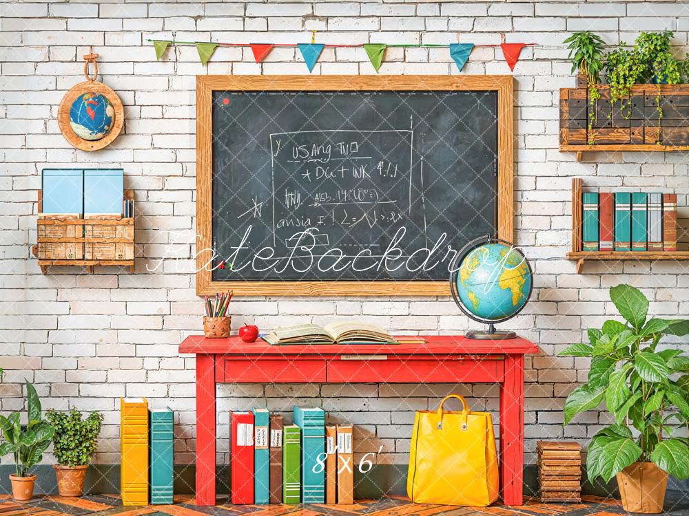 Kate Back To School Chalkboard Desk Fleece Backdrop Designed by Emetselch - Kate Backdrop AU