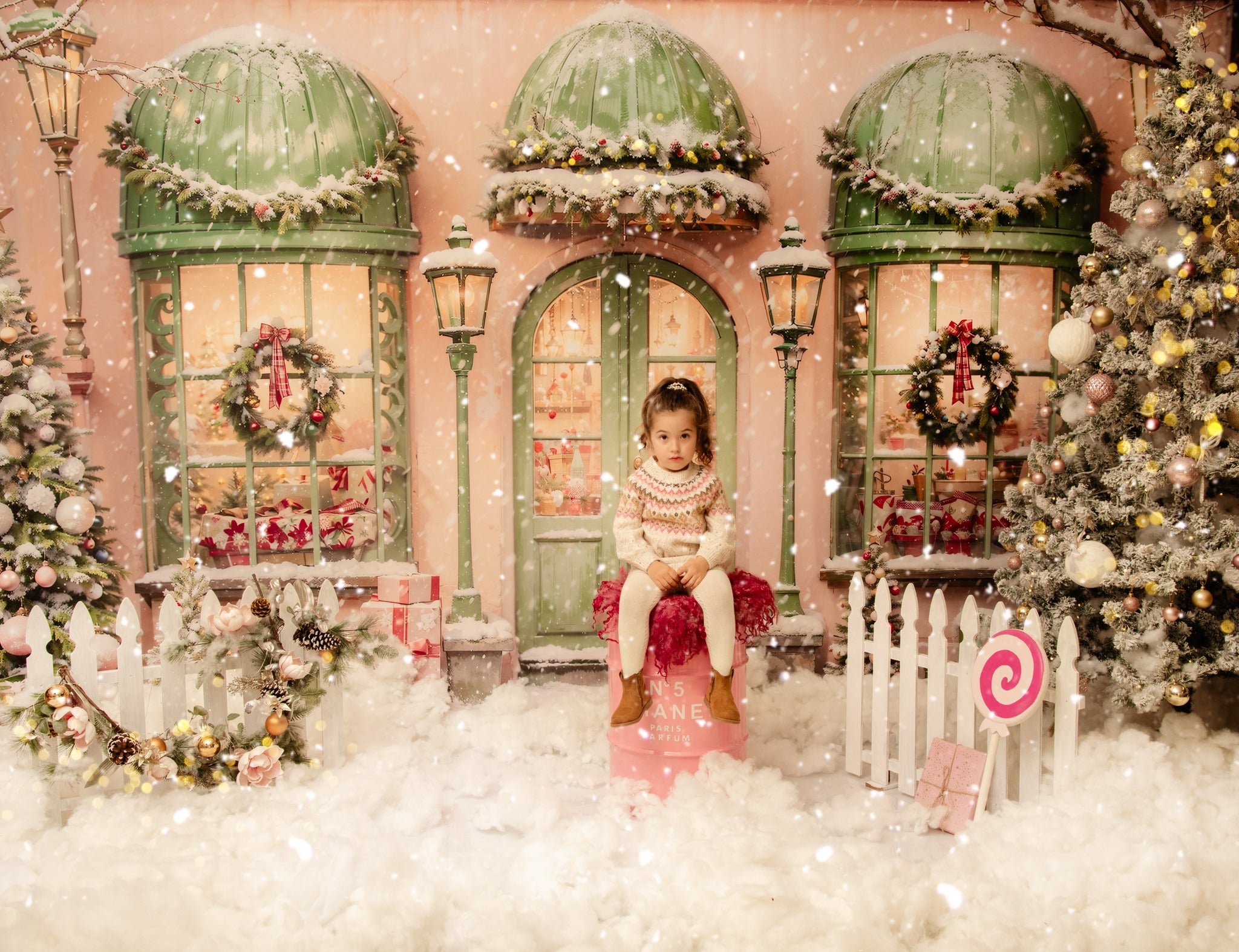 Kate Snow Christmas Tree Holiday Shop Backdrop Designed by Chain Photography - Kate Backdrop AU