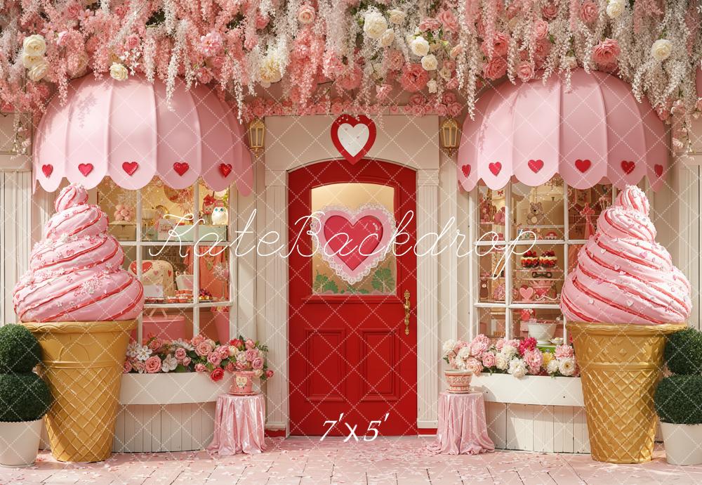 Kate Ice Cream Shop Pink Valentine's Day Backdrop Designed by Chain