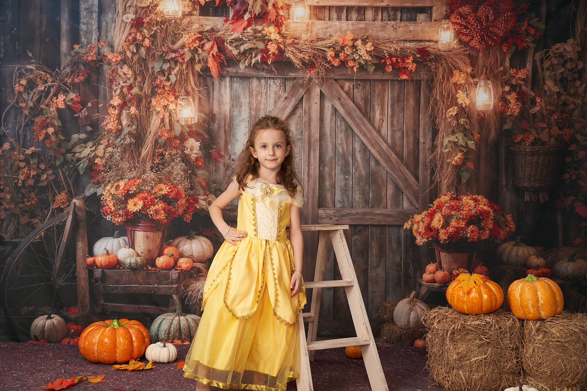 Kate Autumn Leaves Retro Barn Backdrop Designed by Emetselch