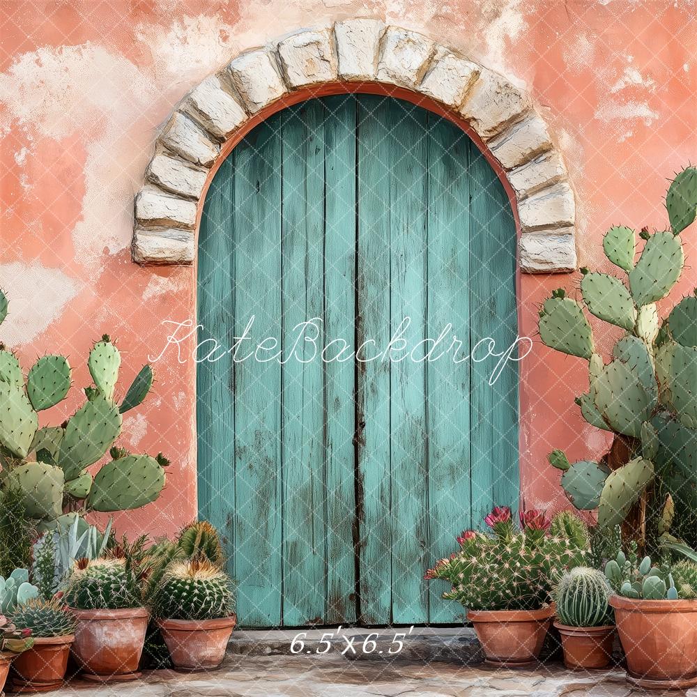 Kate Cactus Potted Plants Rustic Door Backdrop Designed by Patty Roberts - Kate Backdrop AU