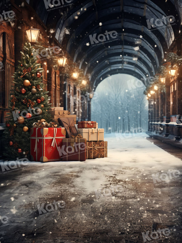 Kate Christmas Tree Presents Snowy Archway Backdrop Designed by Chain - Kate Backdrop AU