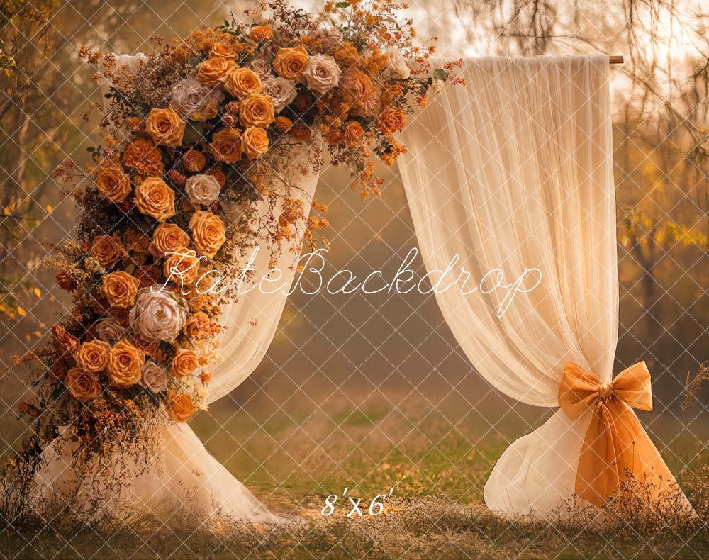 Kate Autumn Wedding Flower Fleece Backdrop Designed by Emetselch