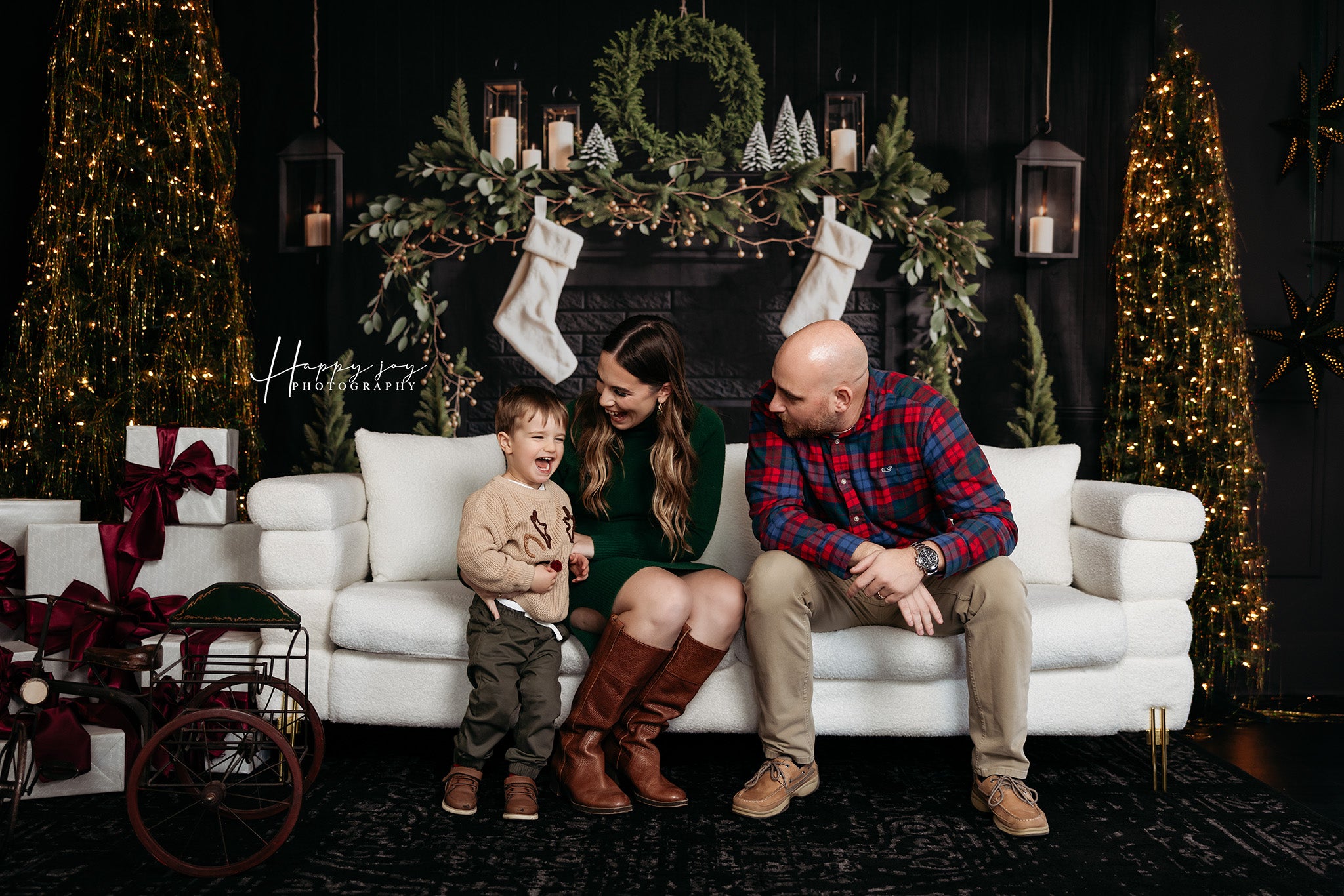 Kate Black Christmas Fireplace Room Set(8ftx8ft&10ftx8ft&8ftx10ft) - Kate Backdrop AU