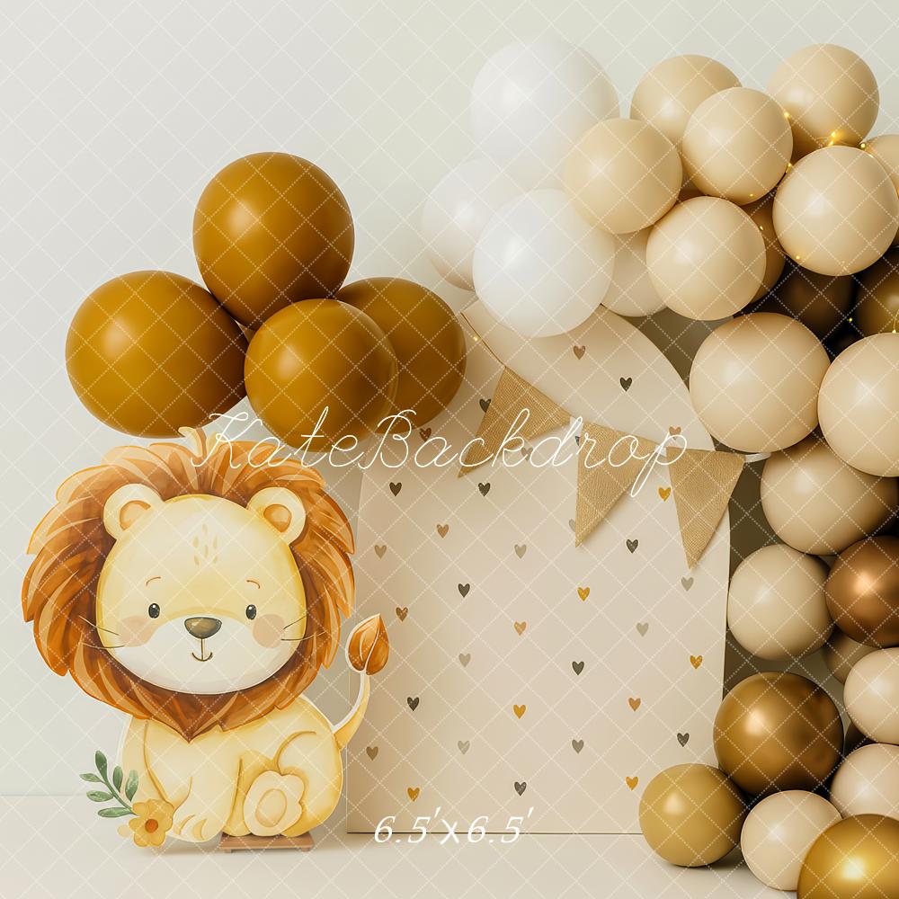 Kate Lion Balloons Neutral Cake Smash Backdrop Designed by Patty Roberts
