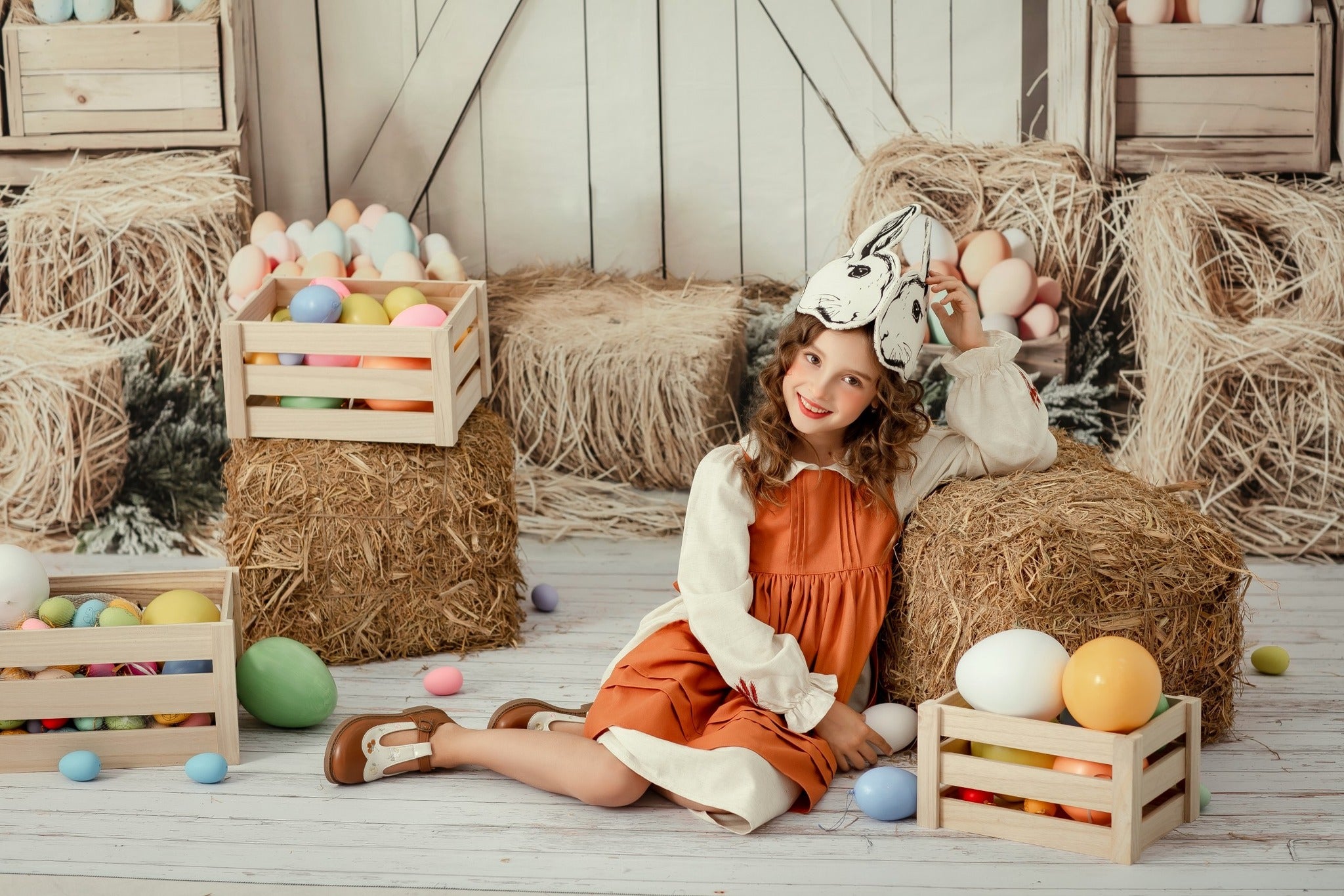 Kate Easter Floral Egg Farmhouse Backdrop Designed by Emetselch - Kate Backdrop AU