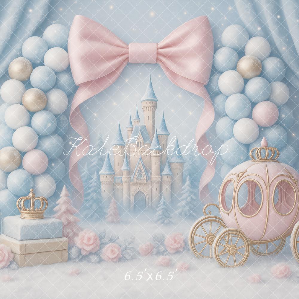 Kate Blue Balloons Castle Carriage Backdrop Designed by Ashley Paul