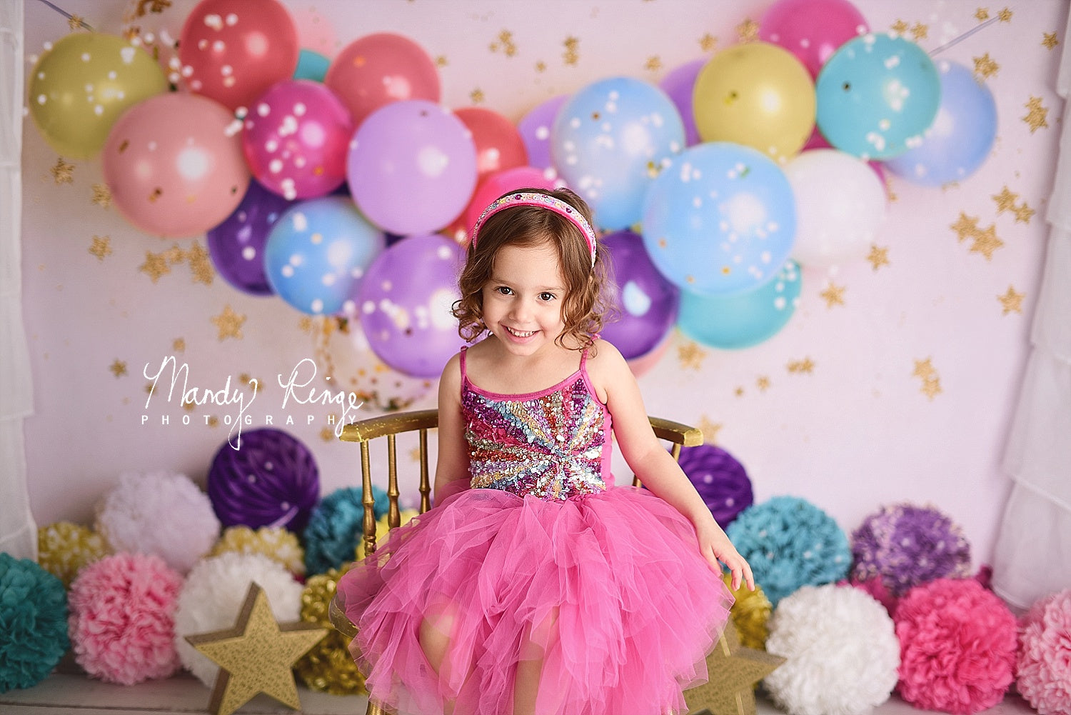 Kate Birthday Balloons and Stars Backdrop Designed By Mandy Ringe Photography - Kate Backdrop AU